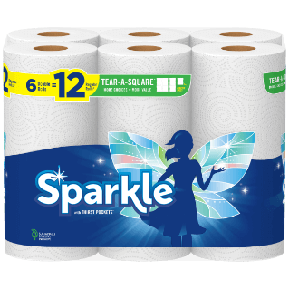 Sparkle 12 regular tear a square paper towels.