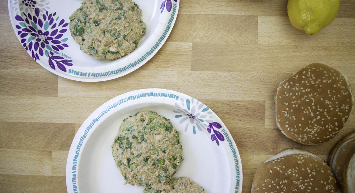 Raw Salmon Patties Before Cooking On Dixie Ultra Paper Plates.