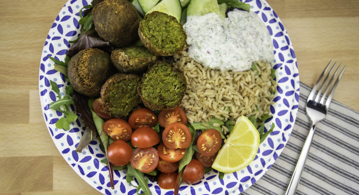 Falafel Balls On Dixie Ultra Paper Plate.