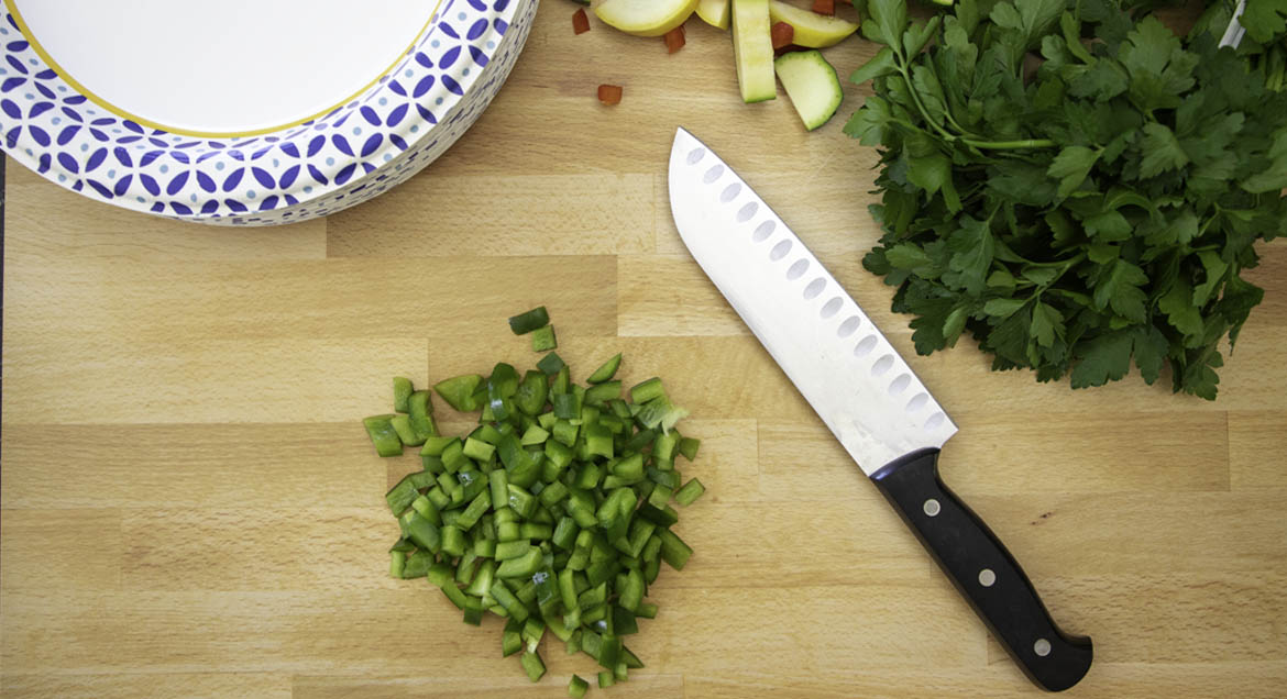 Diced Green Bell Pepper.