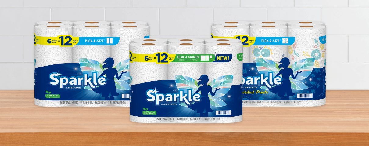 3 packages of Sparkle paper towels.
